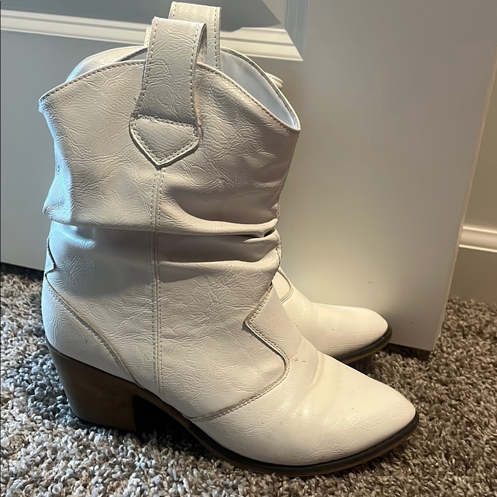 Women's White Western Ankle Boots